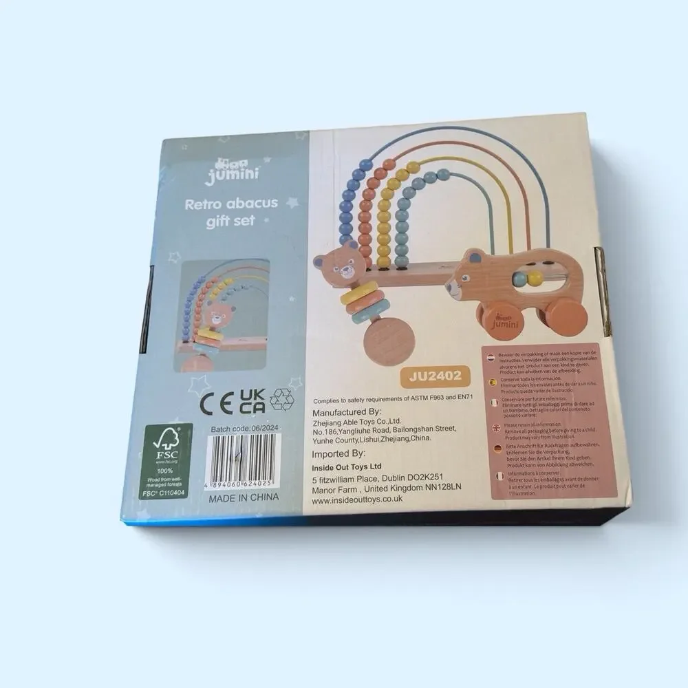Jumini Retro Abacus Gift Set Ages 1 And Older Wooden Developmental Toy Package